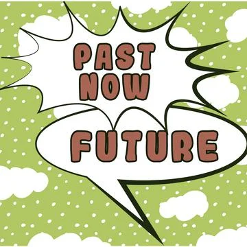 Text caption presenting Past Now Future. Concept meaning Last time Present Stock Illustration