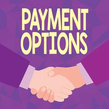 Text caption presenting Payment Options. Word for ways that a customers can pay Stock Illustration