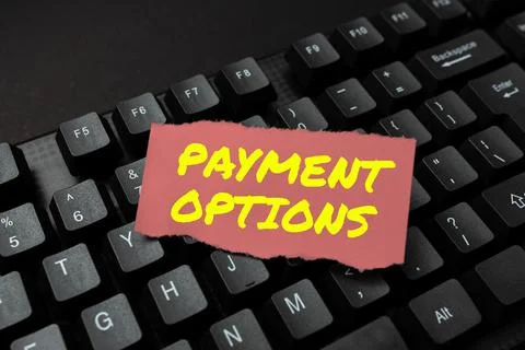 Text caption presenting Payment Options. Business showcase ways that a customers Stock Photos