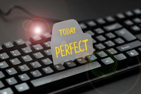 Text caption presenting Perfect. Word Written on Having all required desirable Foto stock