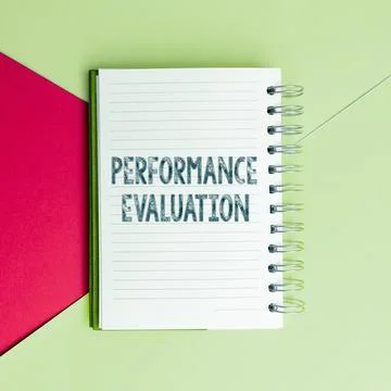 Text caption presenting Performance Evaluation. Concept meaning the development Stock Photos