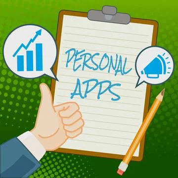 Text caption presenting Personal Apps. Concept meaning Organizer Online Calendar イラスト素材
