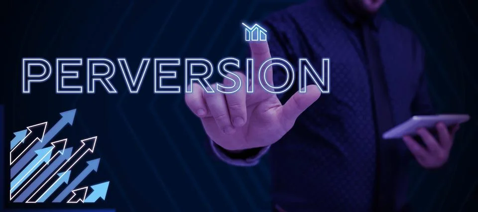 Text caption presenting Perversion. Business overview describes one whose Stock Photos