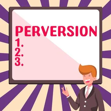 Text caption presenting Perversion. Word Written on describes one whose actions Stock Illustration