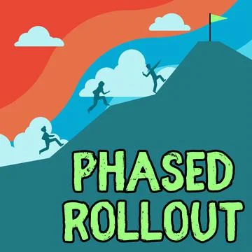 Text caption presenting Phased Rollout, Word for the practice of prescription Stock Illustration