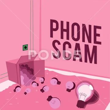 Text caption presenting Phone Scam. Word Written on getting unwanted ...