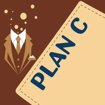 Text caption presenting Plan C. Word for ones last Backup strategy detailed Stock Illustration