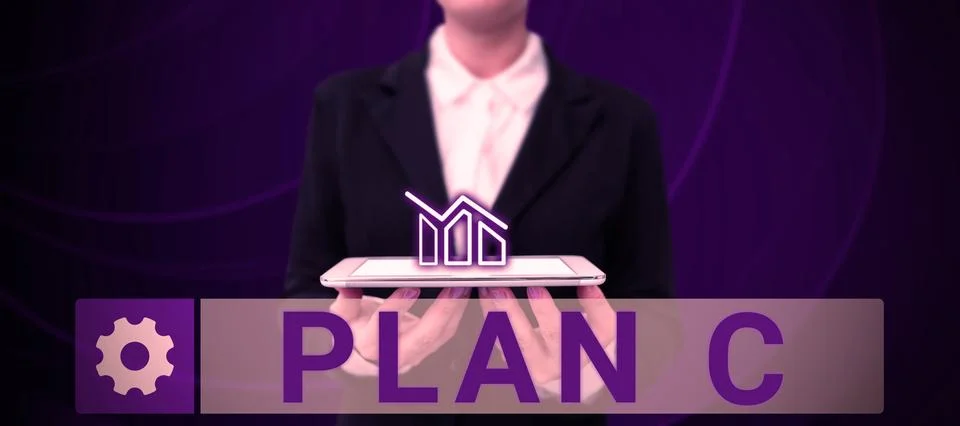 Text caption presenting Plan C. Concept meaning ones last Backup strategy Stock Photos