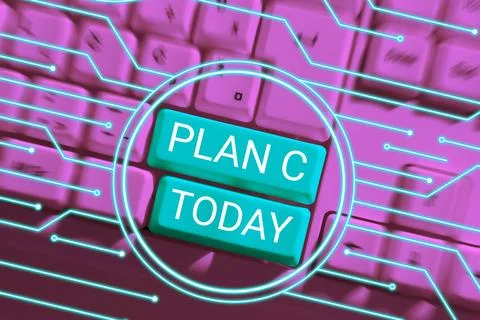 Text caption presenting Plan C. Word Written on ones last Backup strategy Foto stock