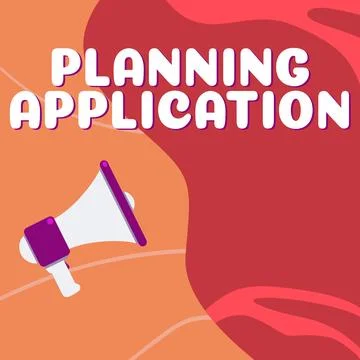 Text caption presenting Planning Application. Business idea request to a local Stock Illustration