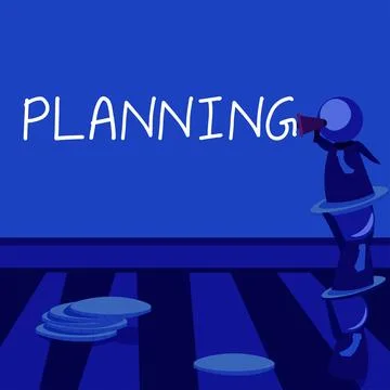 Text caption presenting Planning. Concept meaning process of thinking about the Stockillustratie