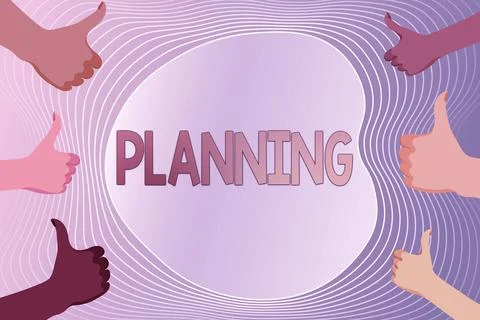 Text caption presenting Planning. Word Written on achieving desired results is Stock Illustration