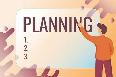 Text caption presenting Planning. Word Written on process of thinking about the Stock Illustration