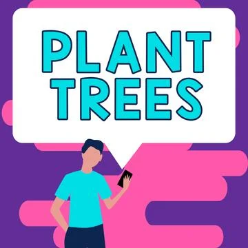 Text caption presenting Plant Trees. Business overview process of planting a 스톡 일러스트