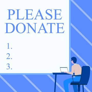 Text caption presenting Please Donate. Business concept Supply Furnish Hand out 스톡 일러스트
