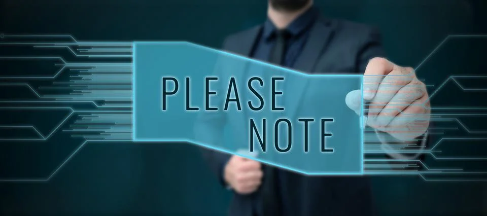 Text caption presenting Please Note. Business overview formal way to direct 스톡 사진