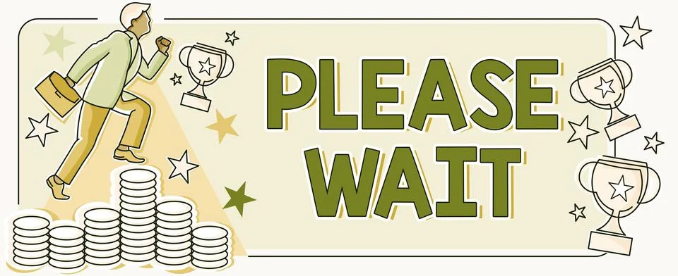 Text caption presenting Please Wait. Business approach to pause any implemented Stockillustratie