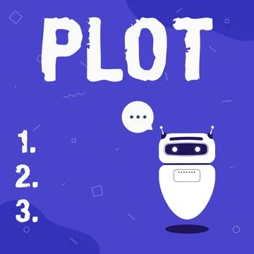 Text caption presenting Plot. Word Written on sequence of events inside a story 스톡 일러스트