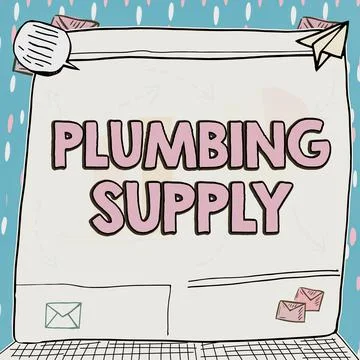 Text caption presenting Plumbing Supply. Concept meaning tubes or pipes connect Stock Illustration