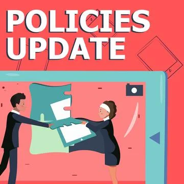 Text caption presenting Policies Update. Concept meaning act of adding new Illustration