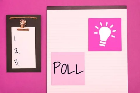 Text caption presenting Poll. Business concept Record of the number of votes Foto stock