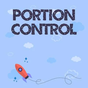 Text caption presenting Portion Control. Word for knowing the correct measures Stock Illustration