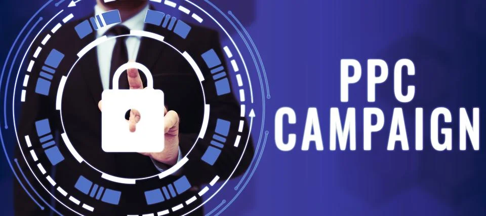 Text caption presenting Ppc Campaign. Concept meaning use PPC in order to Stock Photos