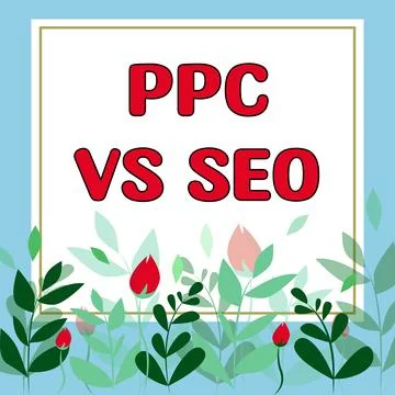 Text caption presenting Ppc Vs Seo. Word Written on Pay per click against Search Stock Illustration