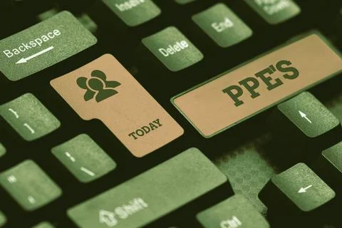 Text caption presenting Ppe s is. Business idea Specialized equipment for Stock Photos