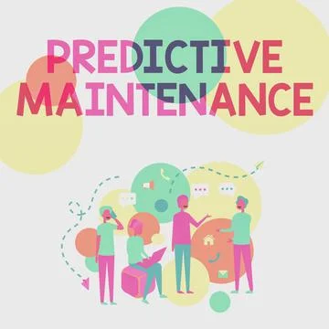 Text caption presenting Predictive Maintenance. Business showcase Predict when Stock Illustration