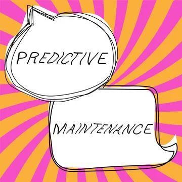 Text caption presenting Predictive Maintenance. Word for Predict when Equipment Stock Illustration