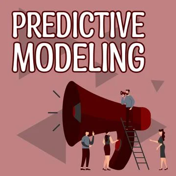 Text caption presenting Predictive Modeling. Business idea maintenance strategy Stock Illustration