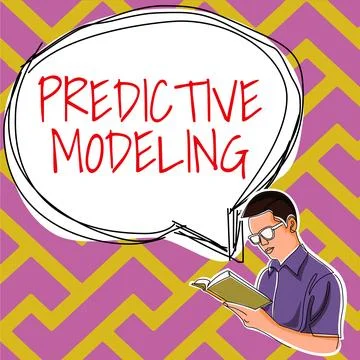 Text caption presenting Predictive Modeling. Business showcase maintenance Stock Illustration