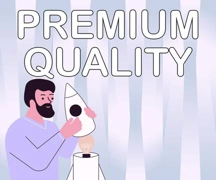 Text caption presenting Premium Quality. Internet Concept a brand that reaches Stock Illustration