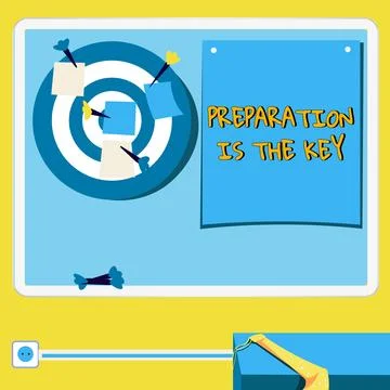 Text caption presenting Preparation Is The Key. Concept meaning action of making Stock Illustration