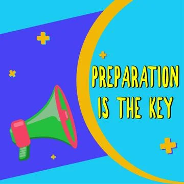 Text caption presenting Preparation Is The Key. Business overview action of Illustrazione stock
