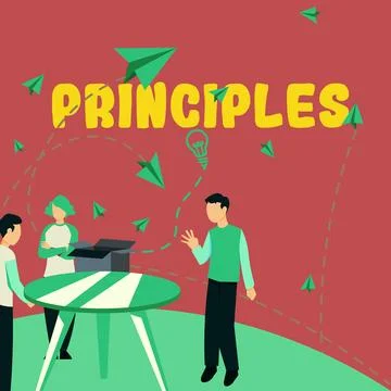 Text caption presenting Principles. Internet Concept fundamental truth that Stock-Illustration