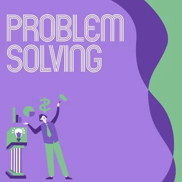 Text caption presenting Problem Solving. Concept meaning to find an answer or Illustrazione stock