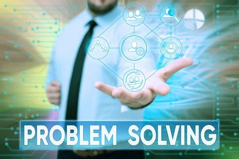 Text caption presenting Problem Solving. Business overview process of finding Foto stock