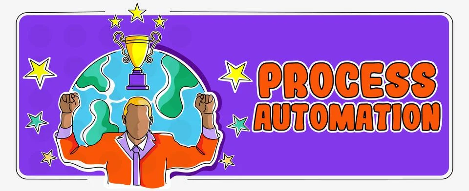 Text caption presenting Process Automation. Concept meaning the use of Stock Illustration
