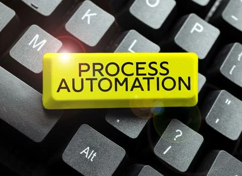 Text caption presenting Process Automation. Concept meaning the use of 스톡 사진