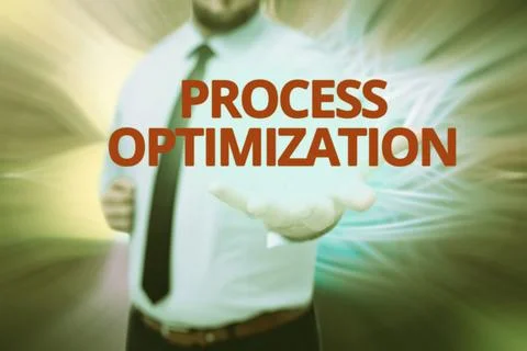 Text caption presenting Process Optimization. Conceptual photo improves the 스톡 사진