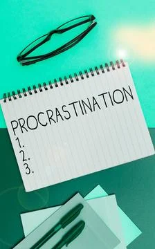 Text caption presenting Procrastination. Business idea Delay or Postpone Stock Photos