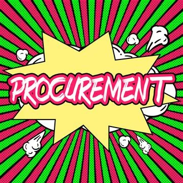 Text caption presenting Procurement. Word for Procuring Purchase of equipment Illustrazione stock