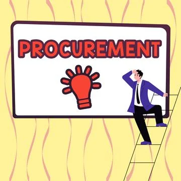Text caption presenting Procurement. Word for Procuring Purchase of equipment Stock Illustration
