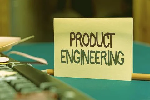Text caption presenting Product Engineering. Conceptual photo process of Stockfoto's