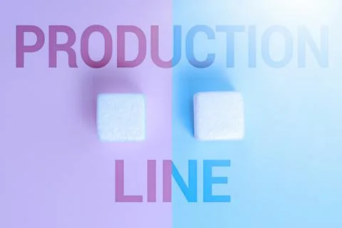 Text caption presenting Production Line. Business overview set of sequential Stock Photos