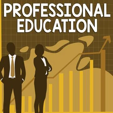 Text caption presenting Professional Education. Business overview Continuing Stock Illustration