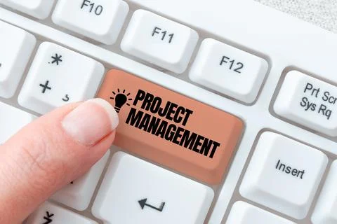 Text caption presenting Project Management. Business showcase Application 库存照片