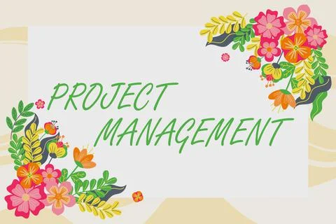 Text caption presenting Project ManagementApplication Process Skills to Achieve Illustrazione stock